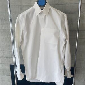 Ike Behar White Long-Sleeve Dress Shirt with Chest Pocket